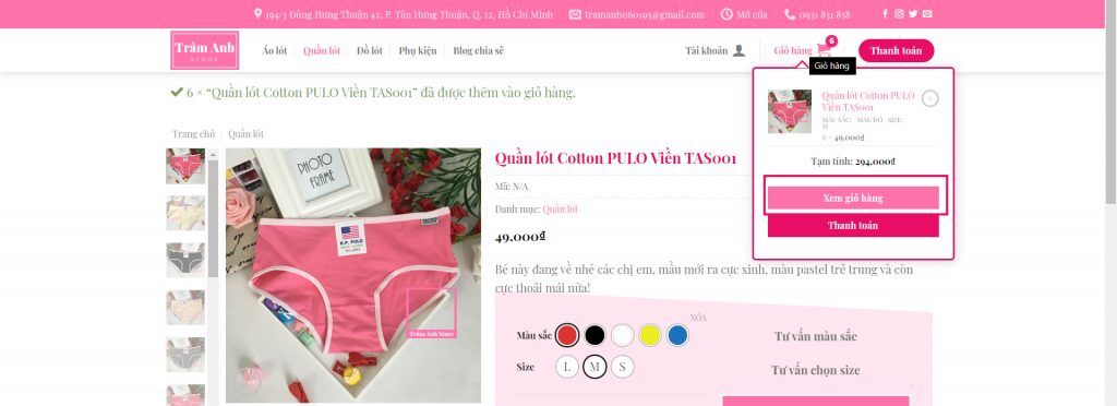 Hướng dẫn xem giỏ hàng và thanh toán